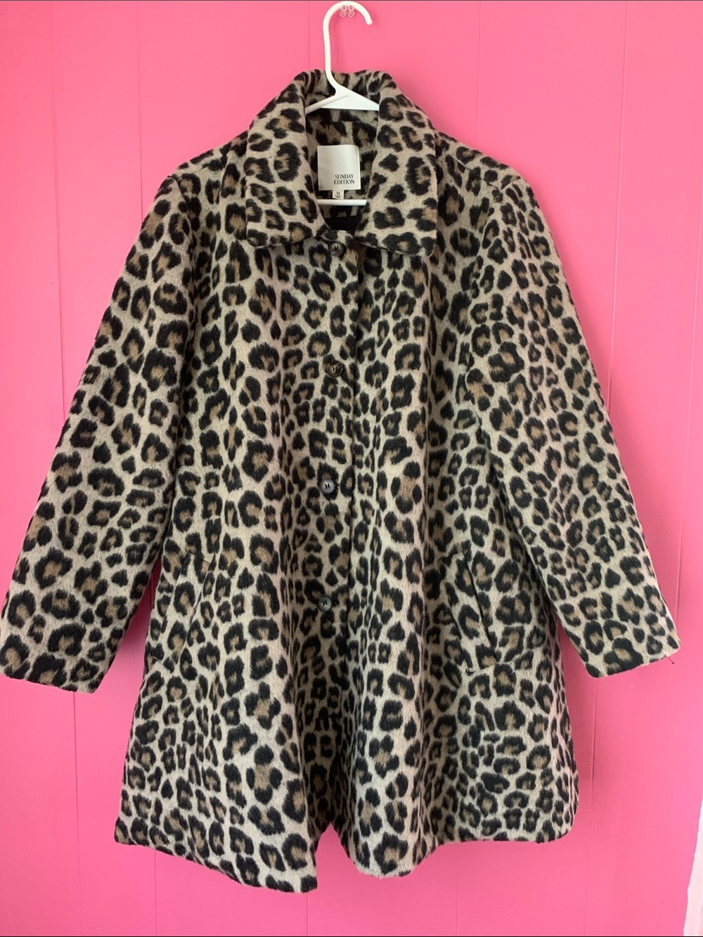 Leopard Print Faux Fur Swing Coat - Medium